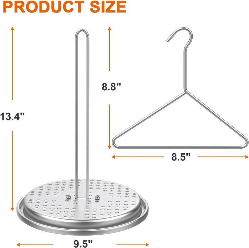 DELSbbq Turkey Fryer Stand Kit, Chicken Roaster Stand, Stainless Steel Poultry Frying Replacement with Lifter Hook,Vertical Rack and Perforated Holder Base, Turkey Fryer Accessories for Deep Fryer Pot - Image 2